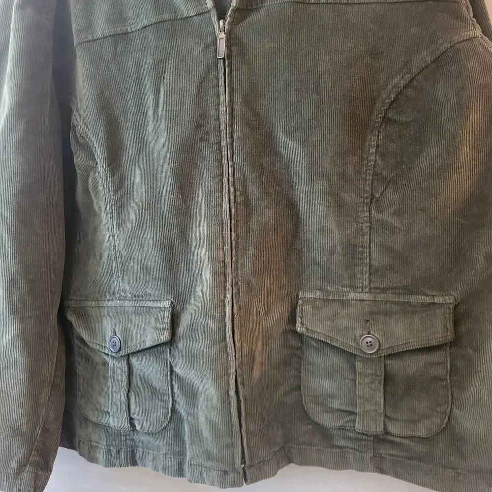 New Fashion Bug Green Corduroy Motorcycle Jacket Sz 30/32 - Picture 1 of 16